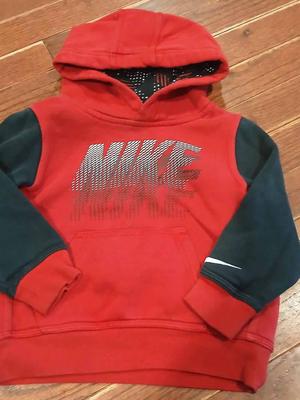 Nike Red Hoodie with Black Sleeves Kids 2T Back To School Fall Colorblock Casual